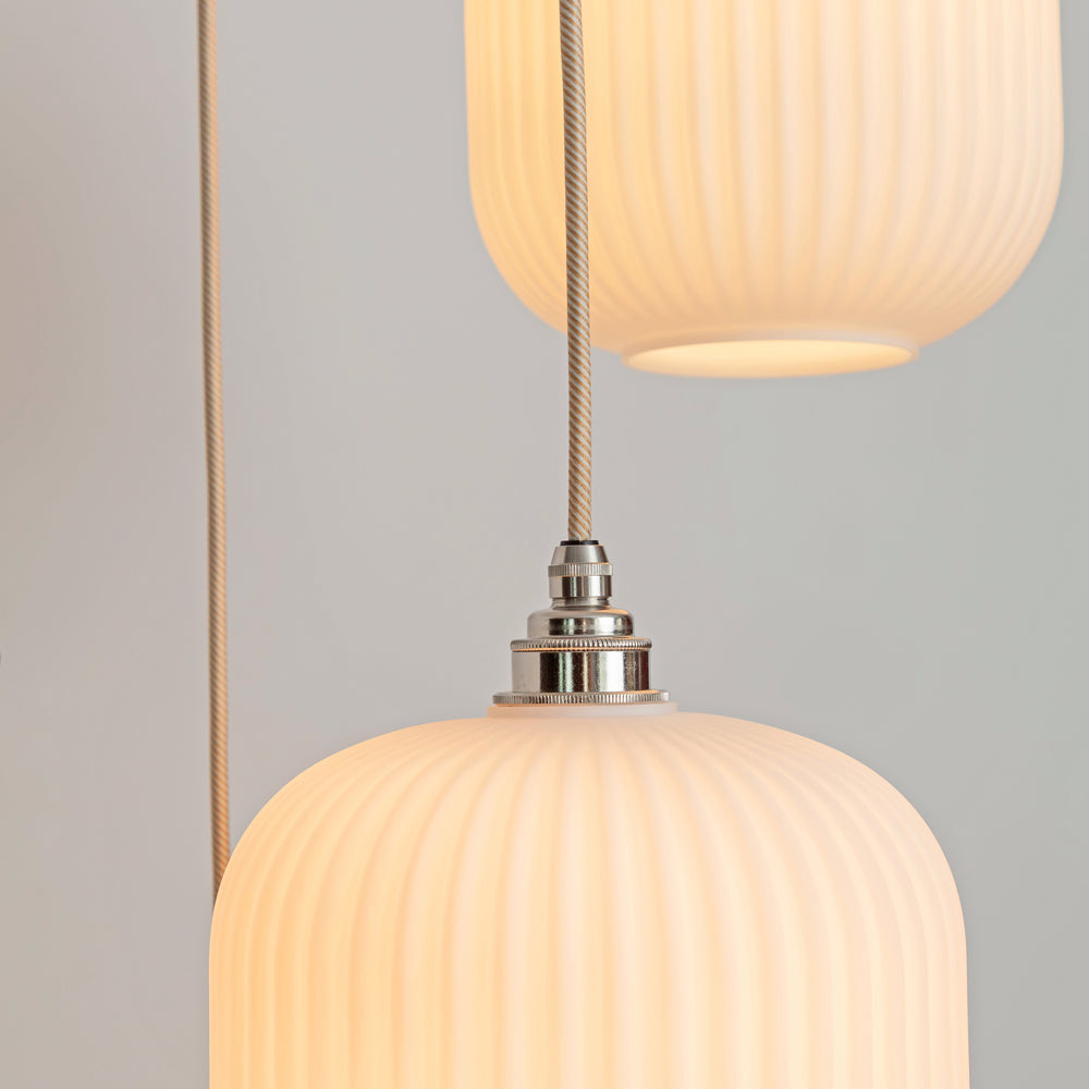 Small Opal Reeded Triple Drop Pendant