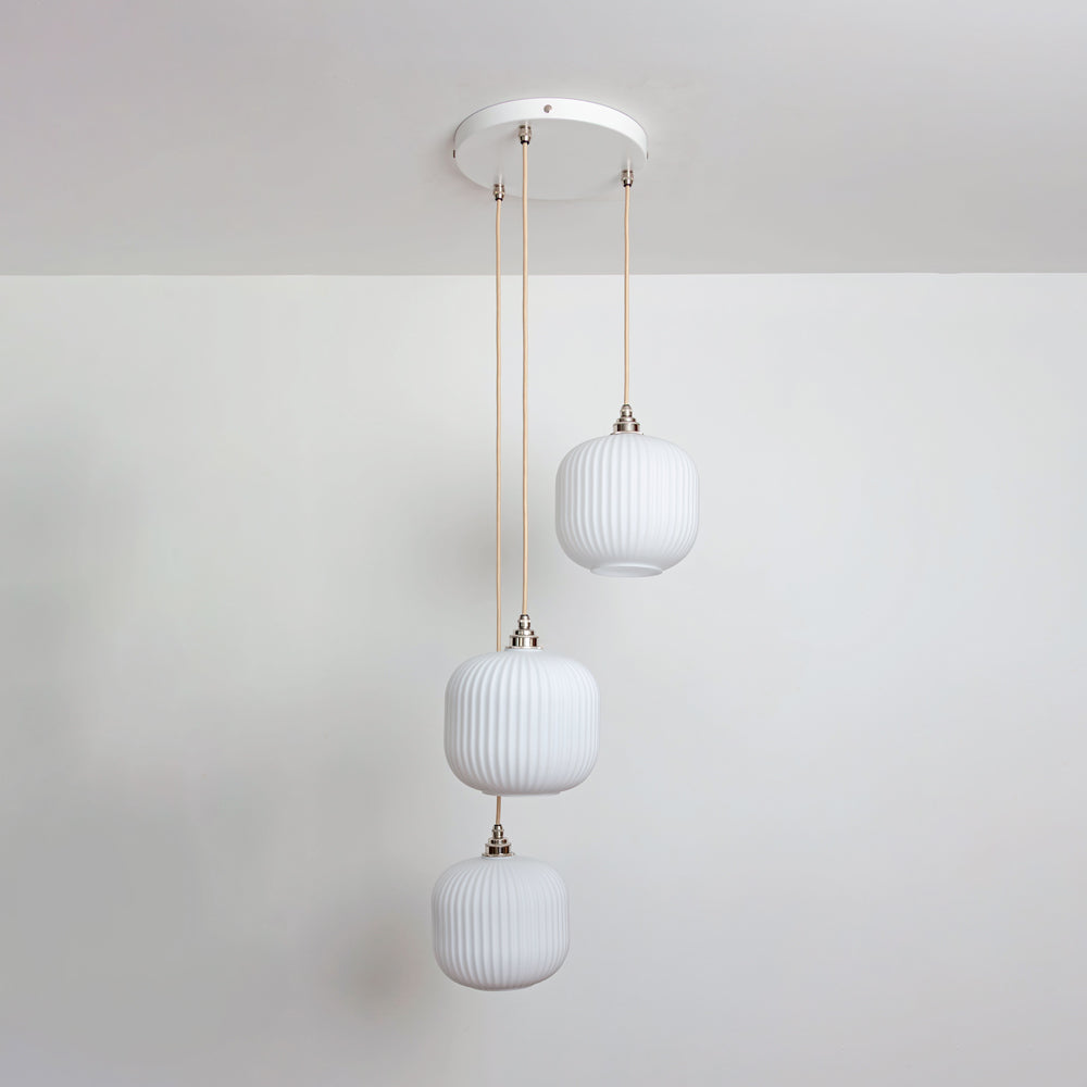 Small Opal Reeded Triple Drop Pendant