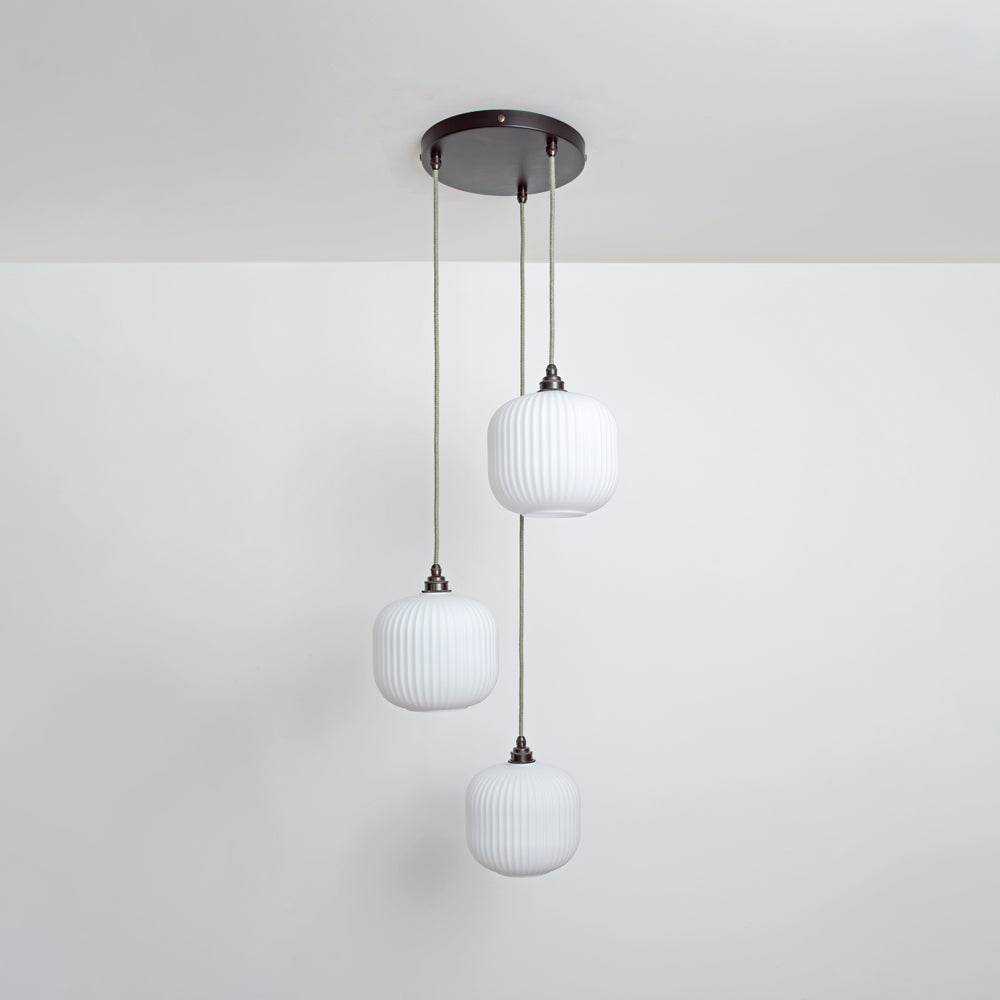 Small Opal Reeded Triple Drop Pendant